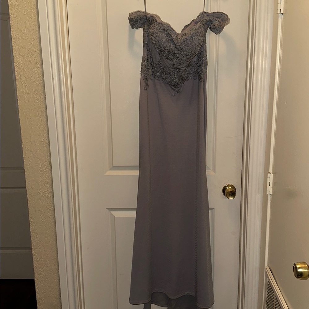 Elegant Lavender Lace Gown